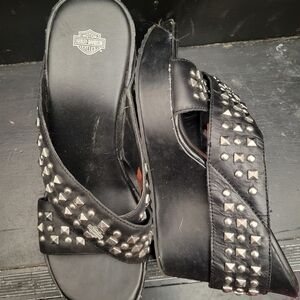 Harley-Davidson Black Studded Platform Sandals
